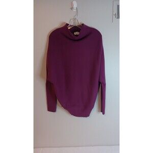 Bluivy Mock Neck Ribbed Tunic Sweater Plum Purple Sz Small